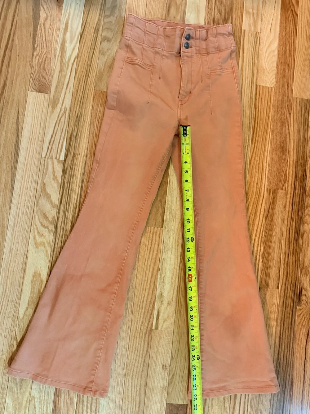 Free People Blush Peach High-Waist Flare Jeans